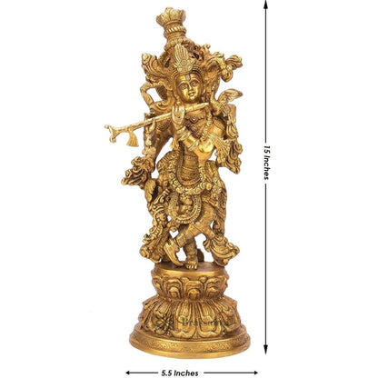 Brass Krishna Statue for Home and Decor and Living Room Height 41 cm Weight 4.7 Kg