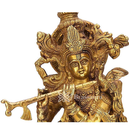 Brass Krishna Statue for Home and Decor and Living Room Height 41 cm Weight 4.7 Kg