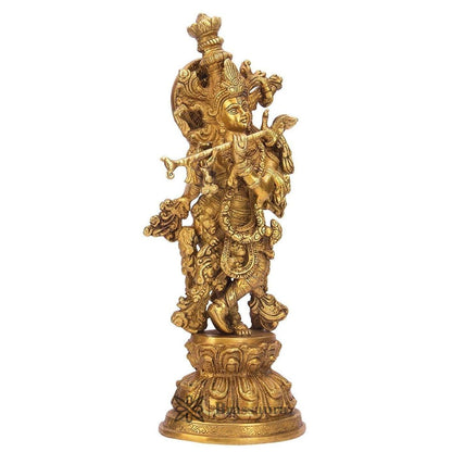 Brass Krishna Statue for Home and Decor and Living Room Height 41 cm Weight 4.7 Kg