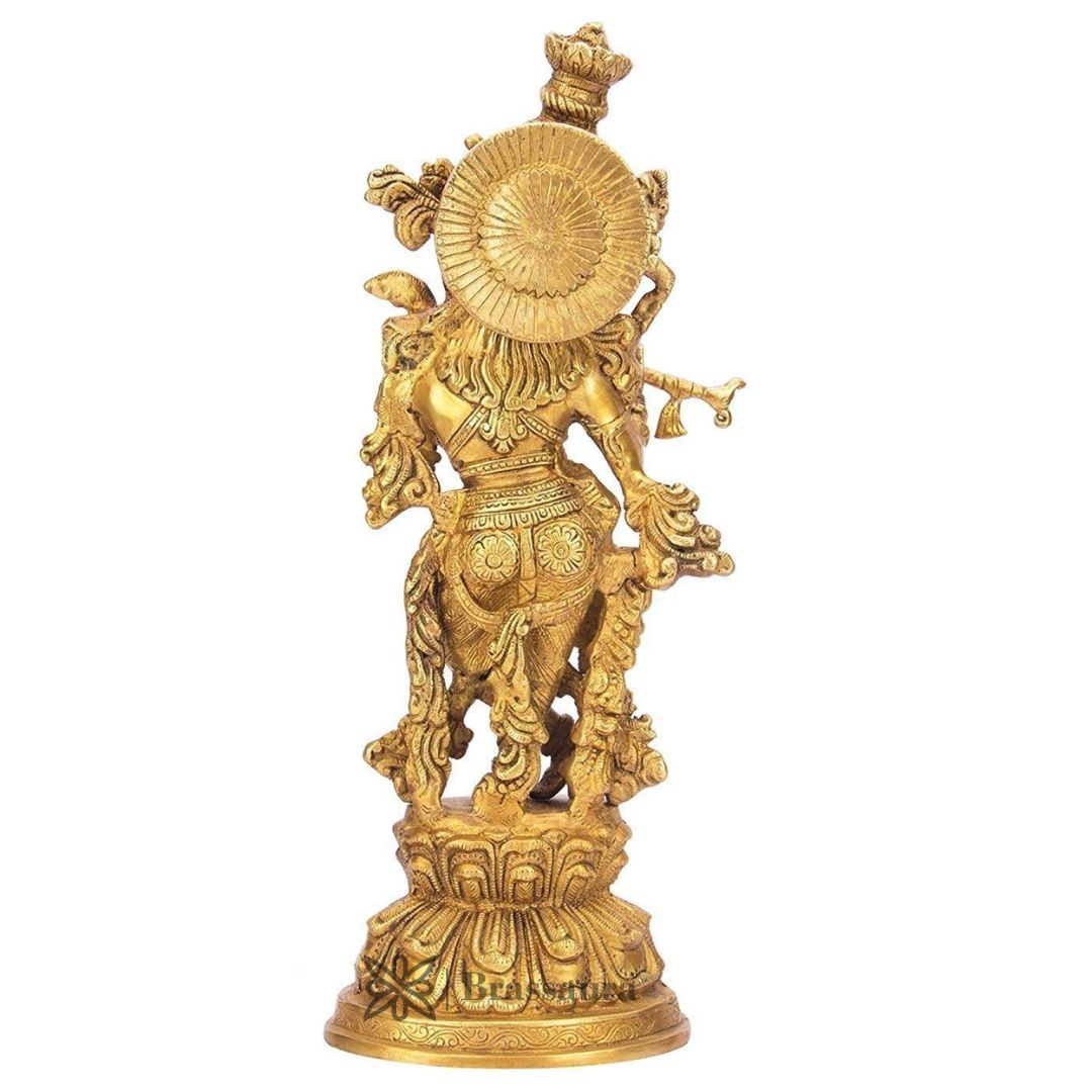 Brass Krishna Statue for Home and Decor and Living Room Height 41 cm Weight 4.7 Kg