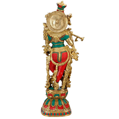 Krishna Playing Flute Murti Modern Art for Home Entrance and Good Luck Diwali Gift Height 74 cm Weight 16.5 Kg