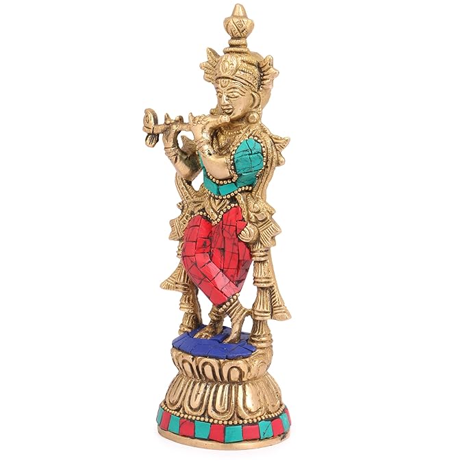 Brass Krishna Bhagwan Idol Murli Statue Height 20 cm Weight 500 Gram