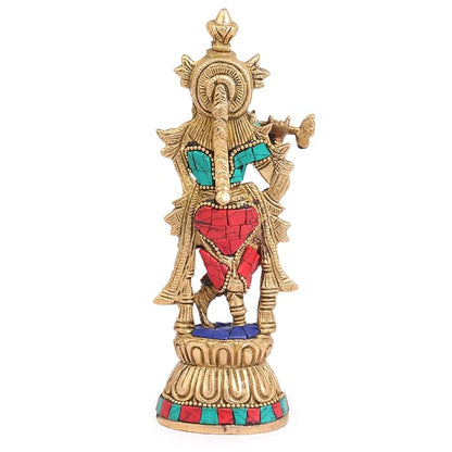 Brass Krishna Bhagwan Idol Murli Statue Height 20 cm Weight 500 Gram