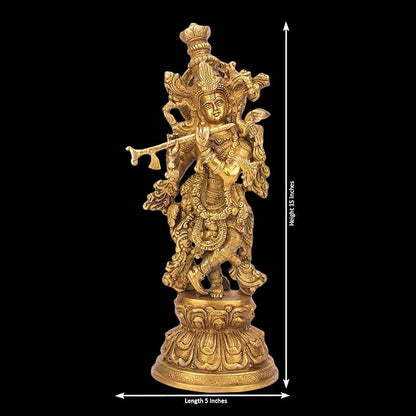 Brass Krishna with Flute Murti for Home and Decor Height 41 cm Weight 4.5 Kg