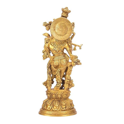 Brass Krishna with Flute Murti for Home and Decor Height 41 cm Weight 4.5 Kg