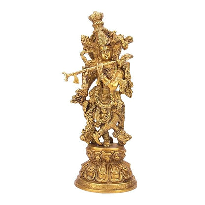 Brass Krishna with Flute Murti for Home and Decor Height 41 cm Weight 4.5 Kg