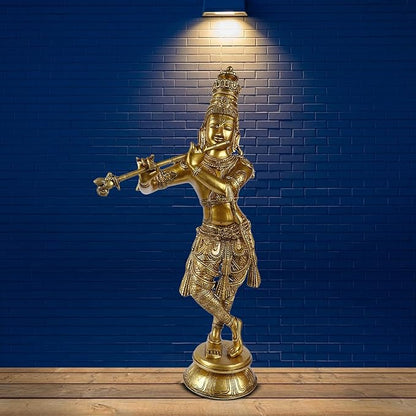 Brass Krishna Murti for Home and Decor Living Room Height 60 cm Weight 9.3 Kg