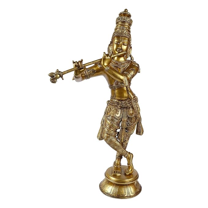 Brass Krishna Murti for Home and Decor Living Room Height 60 cm Weight 9.3 Kg