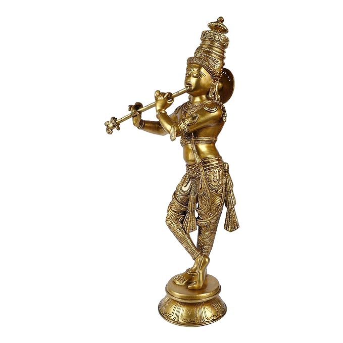 Brass Krishna Murti for Home and Decor Living Room Height 60 cm Weight 9.3 Kg