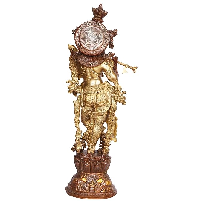 Brass Krishna Murti for Home and Decor Living Room Modern Artwork Height 76 cm Weight 16 Kg