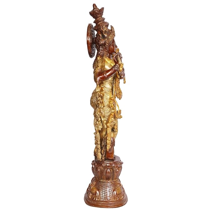 Brass Krishna Murti for Home and Decor Living Room Modern Artwork Height 76 cm Weight 16 Kg