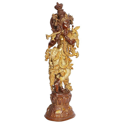 Brass Krishna Murti for Home and Decor Living Room Modern Artwork Height 76 cm Weight 16 Kg