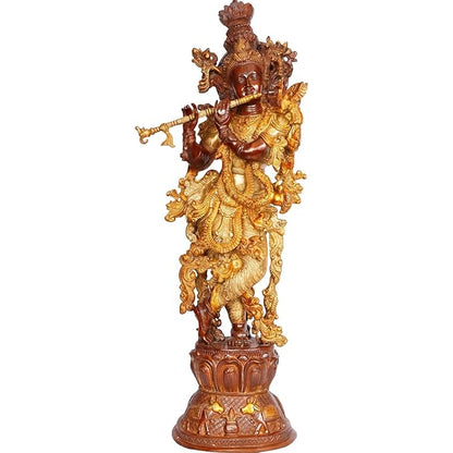 Brass Krishna Murti for Home and Decor Living Room Modern Artwork Height 76 cm Weight 16 Kg