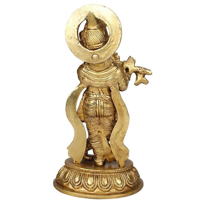 Brass Krishna Murti for Home and Decor Height 27 cm Weight 1.1 Kg