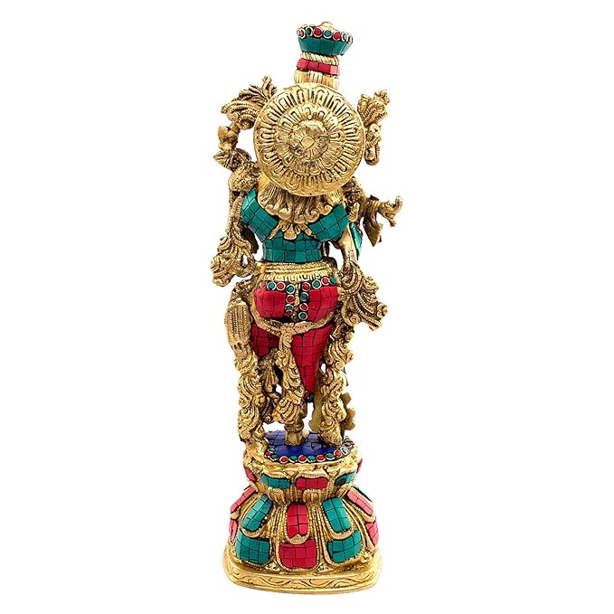 Brass Gem Stone Work Krishna Murti for Home and Decor Height 36 cm Weight 3 Kg