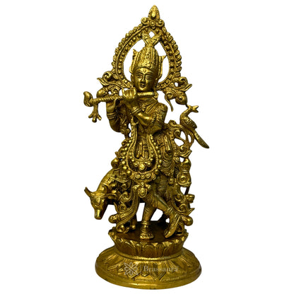 Brass Krishna Murti for Home and Decor Living Room Height 33 cm Weight 3.3 Kg