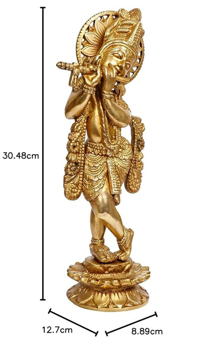 Brass Krishna Murti for Home and Decor Living Room Height 33 cm Weight 2.3 Kg