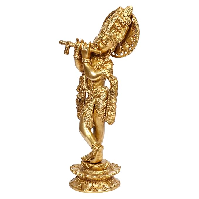 Brass Krishna Murti for Home and Decor Living Room Height 33 cm Weight 2.3 Kg