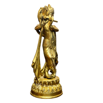 Handmade Brass Krishna Statue Modern Artwork for Home Entrance and Good Luck Diwali Gift Height 10 cm Weight 1.9 Kg