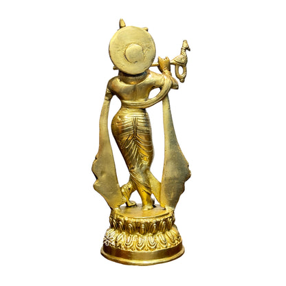 Handmade Brass Krishna Statue Modern Artwork for Home Entrance and Good Luck Diwali Gift Height 10 cm Weight 1.9 Kg