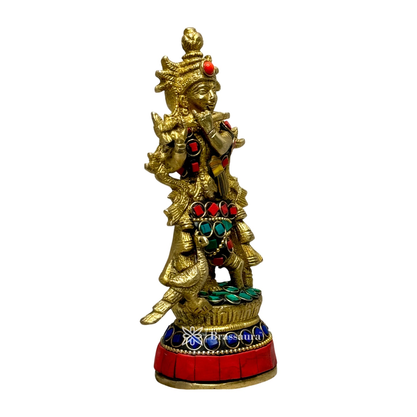 Brass Krishna Bhagwan Murti Murli Statue Murti Gift for Home Mandir Height 20 cm Weight 500 Gram