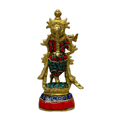 Brass Krishna Bhagwan Murti Murli Statue Murti Gift for Home Mandir Height 20 cm Weight 500 Gram