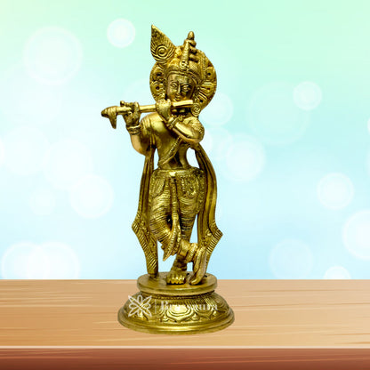 Brass Krishna Murti for Home and Decor Living Room Weight 1.9 Kg Height 10.5 cm