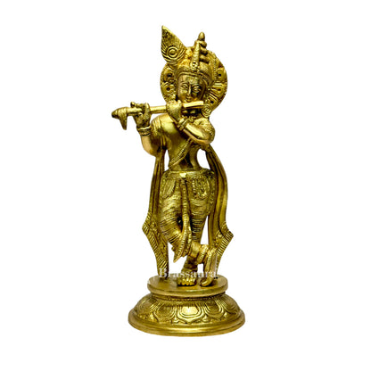 Brass Krishna Murti for Home and Decor Living Room Weight 1.9 Kg Height 10.5 cm