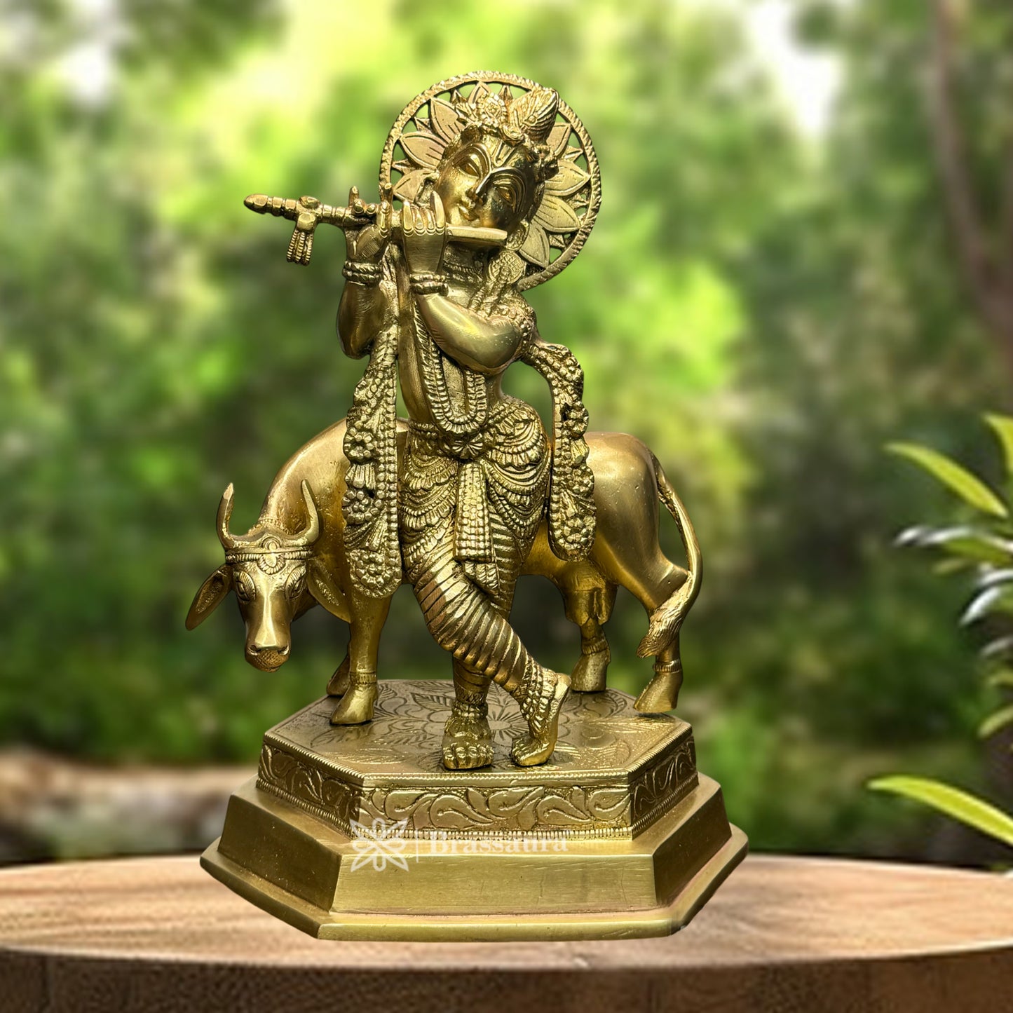 Brass Golden Krishna Statue for Home and Decor and Living Room Height 34 cm Weight 4.95 Kg