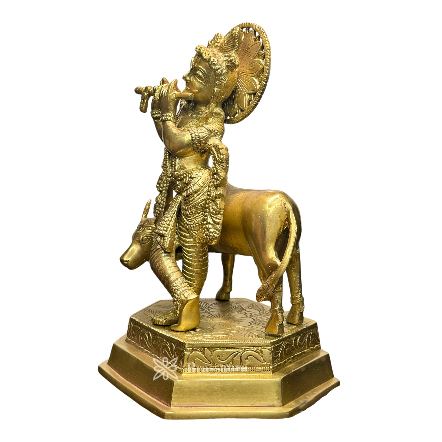 Brass Golden Krishna Statue for Home and Decor and Living Room Height 34 cm Weight 4.95 Kg