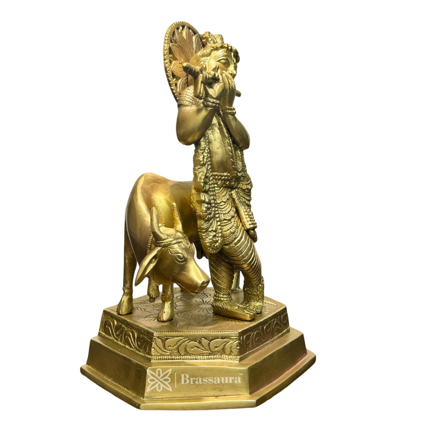 Brass Golden Krishna Statue for Home and Decor and Living Room Height 34 cm Weight 4.95 Kg