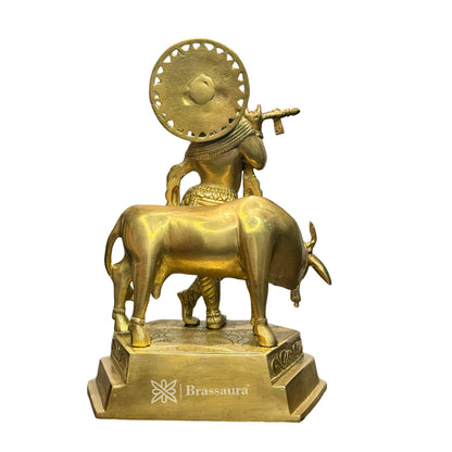 Brass Golden Krishna Statue for Home and Decor and Living Room Height 34 cm Weight 4.95 Kg