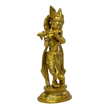 Brass Krishna Statue Modern Artwork for Home Entrance and Good Luck Diwali Gift Weight 1.9 Kg Height 10.5 cm