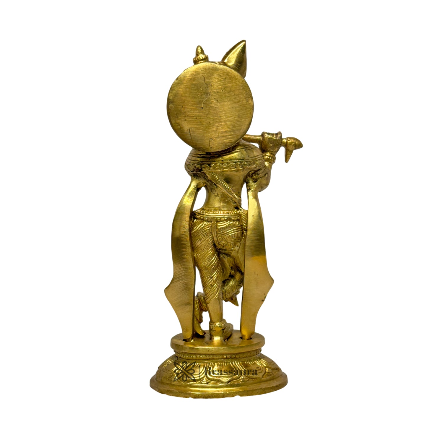 Brass Krishna Statue Modern Artwork for Home Entrance and Good Luck Diwali Gift Weight 1.9 Kg Height 10.5 cm