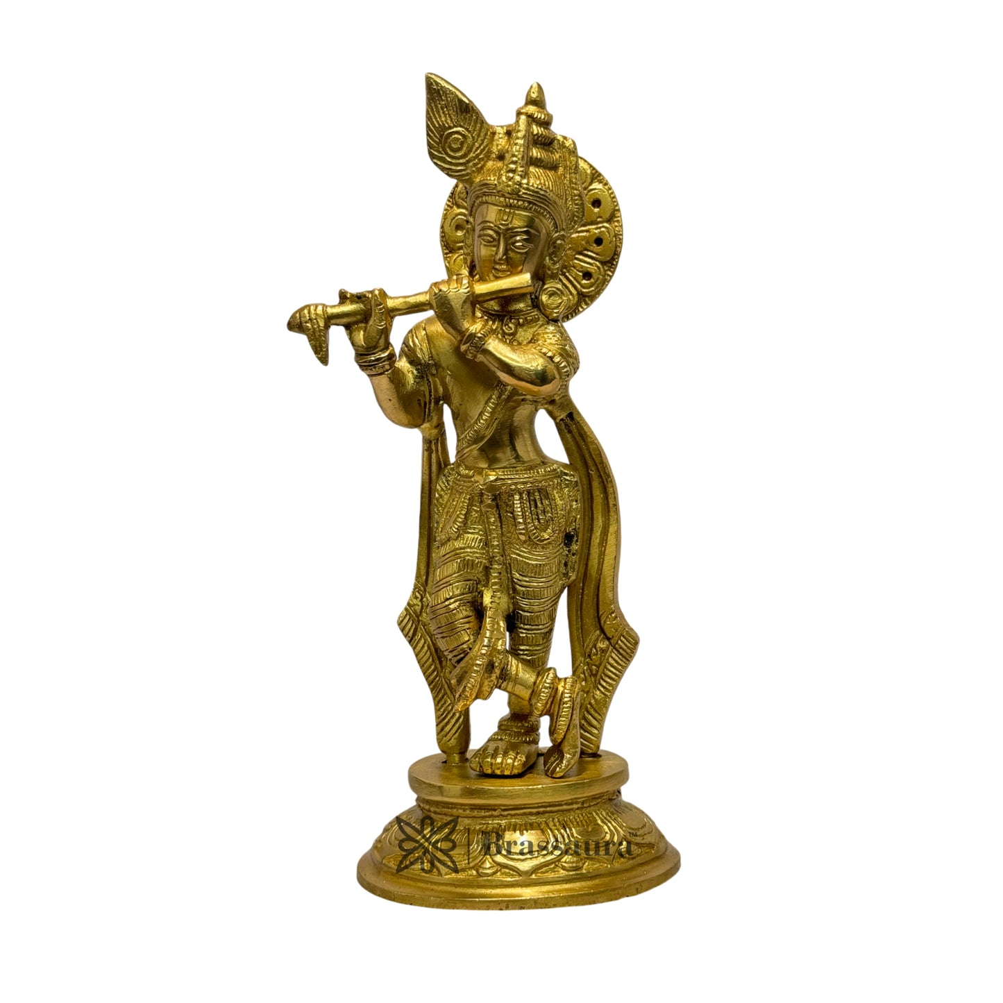 Brass Krishna Statue Modern Artwork for Home Entrance and Good Luck Diwali Gift Weight 1.9 Kg Height 10.5 cm