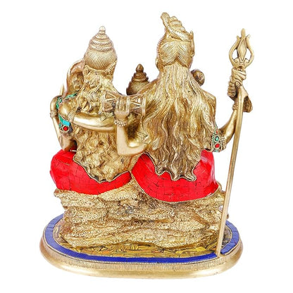 Brass Gem Stone Work Shiva Parivar Murti for Home and Decor ShowPiece for Living Room Height 33 cm Weight 10 Kg