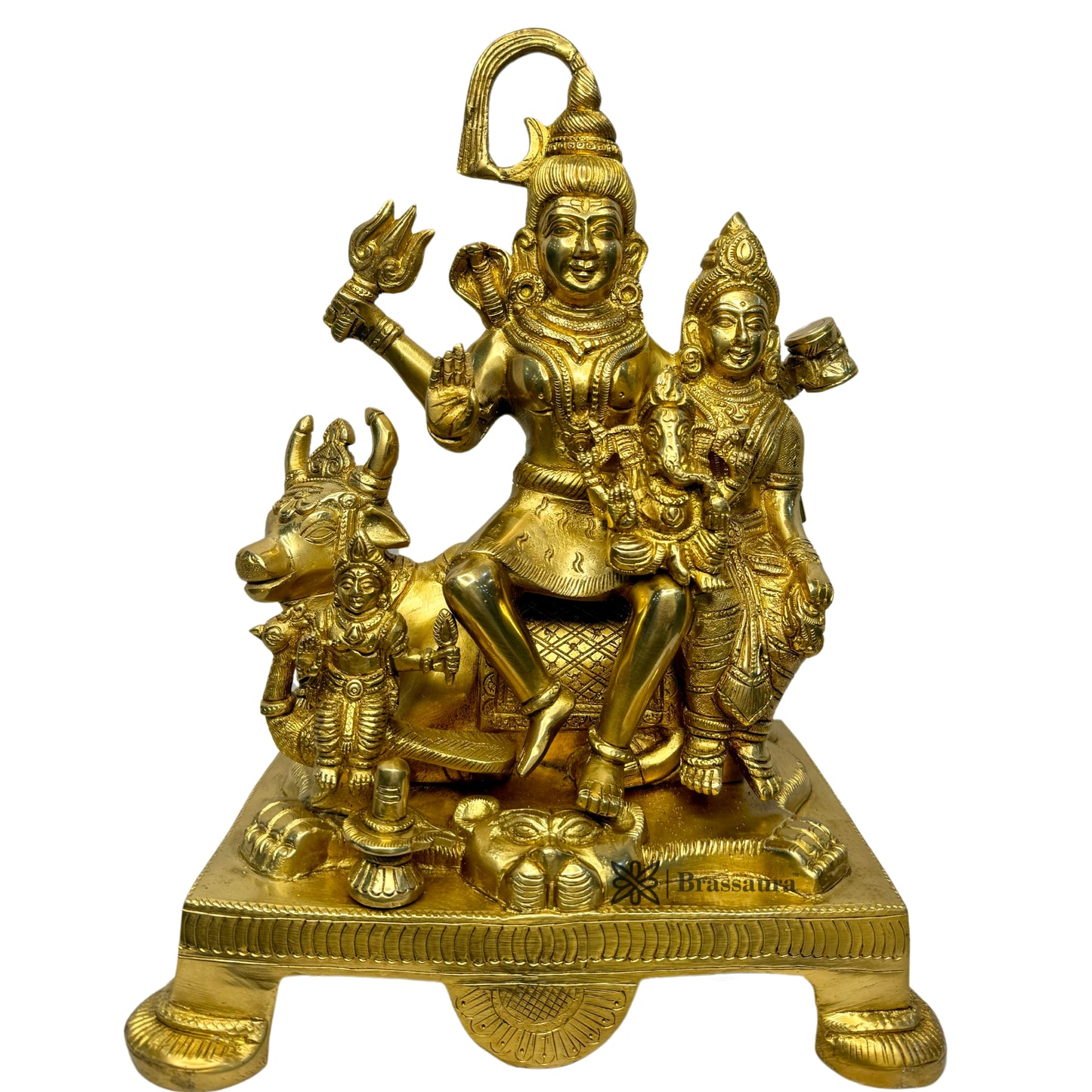 Brass Golden Shiva Parivar Murti for Home and Decor ShowPiece for Living Room Height 32 cm Weight 8.05 Kg