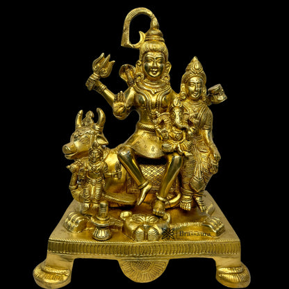 Brass Golden Shiva Parivar Murti for Home and Decor ShowPiece for Living Room Height 32 cm Weight 8.05 Kg