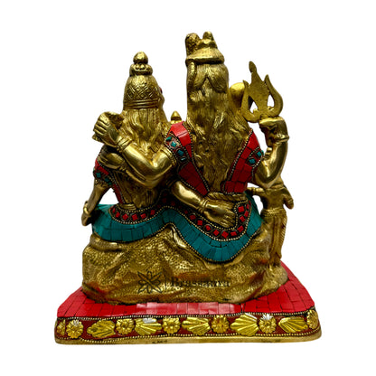 Brass Gem Stone Work Shiva Parivar Murti for Home and Decor ShowPiece for Living Room Height 25 cm Weight 5.65 Kg