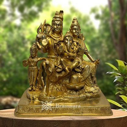 Brass Golden Shiva Parivar Murti for Home and Decor ShowPiece for Living Room Height 25 cm Weight 5.400 Kg