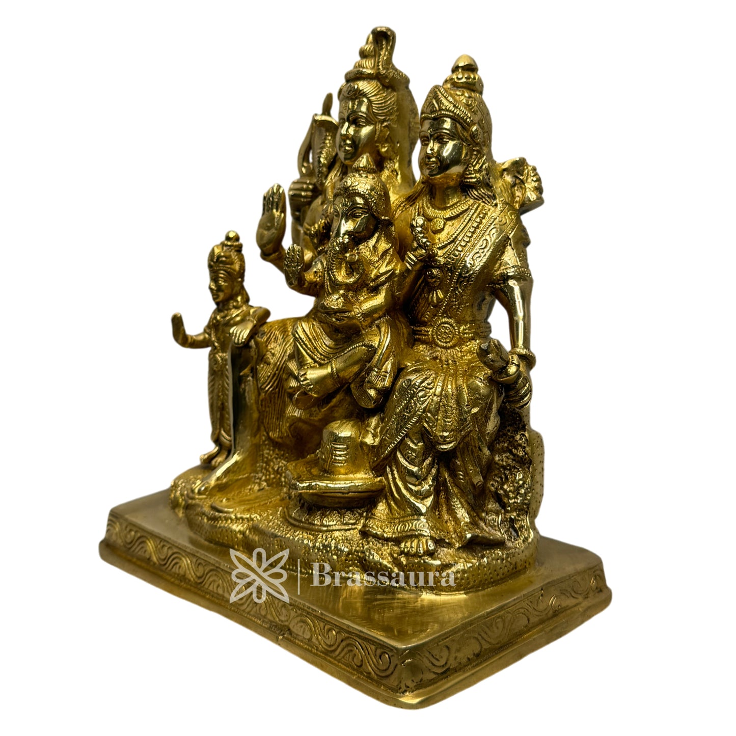 Brass Golden Shiva Parivar Murti for Home and Decor ShowPiece for Living Room Height 25 cm Weight 5.400 Kg