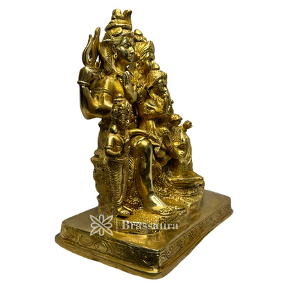 Brass Golden Shiva Parivar Murti for Home and Decor ShowPiece for Living Room Height 25 cm Weight 5.400 Kg