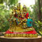 Brass Gem Stone Work Shiva Parivar Murti for Home and Decor ShowPiece for Living Room Height 25 cm Weight 5.65 Kg