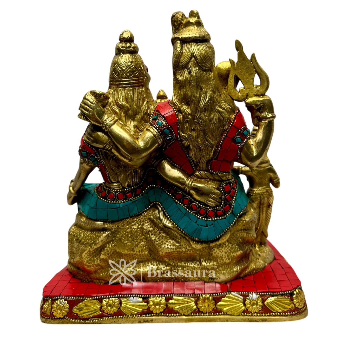 Brass Gem Stone Work Shiva Parivar Murti for Home and Decor ShowPiece for Living Room Height 25 cm Weight 5.65 Kg