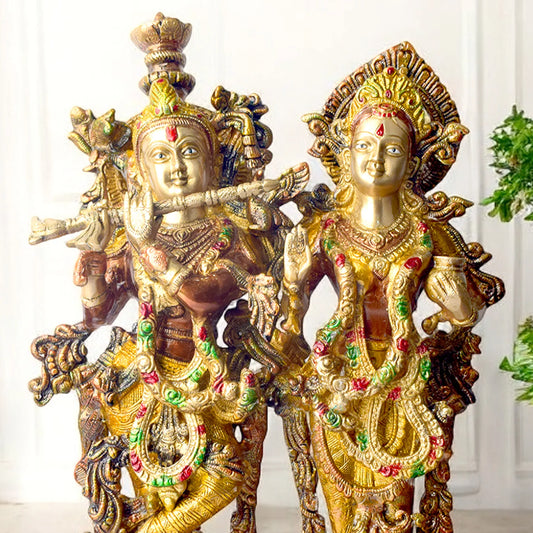 Brassaura® Brass Radha Krishna Statue | Height 16.54 Inches