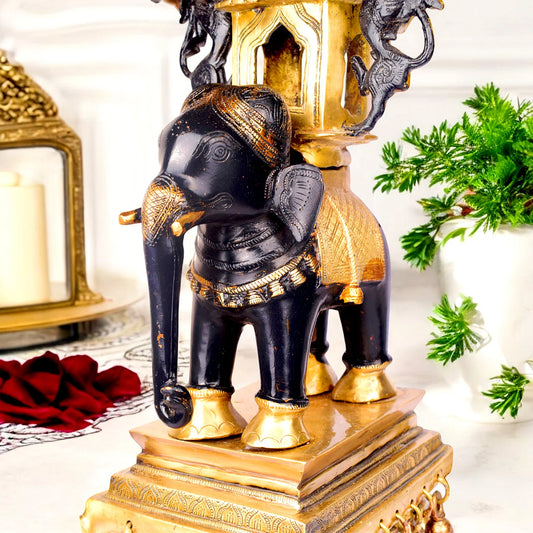 Brassaura® Brass Decorative Brass Chowki with Hanging Bells | Height 23 Inches