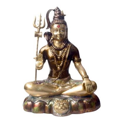 ब्रासोरा® वृंदावन वेणुगोपाल कृष्ण पीतल की प्रतिमा मोर के साथ | एंटीक नीला और सुनहरा रंग | ऊँचाई 20 इंच