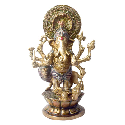 Brassaura® Brass Ganesh Idol Divine Presence for Prosperity | Height 11.6 Inches