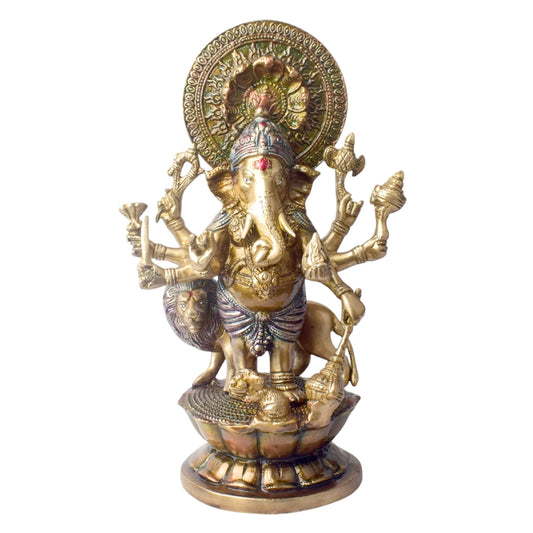 Brassaura® Brass Ganesh Idol Divine Presence for Prosperity | Height 11.6 Inches