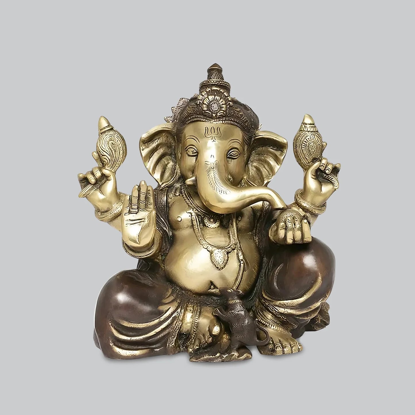 Brassaura® Panchmukhi Ganesha Statue | Antique Dual-Tone Brass Sculpture | Height 13 Inches & Weight 10.9 Kgs